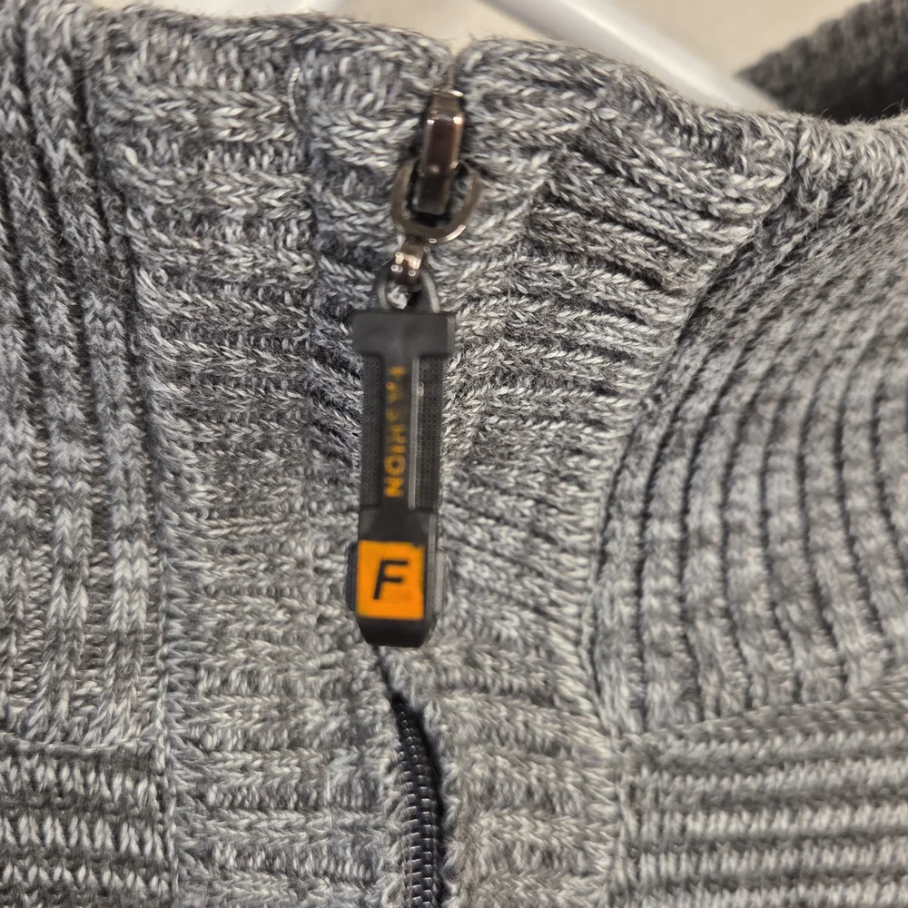 Pronti‎ Men's XXL Textured 1/4 Zip Sweater – Gray Marled Knit Prep Academia